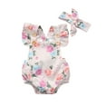 thumbnail image 1 of Bilo Infant Baby Girl Cute Floral Print Blackless Sunsuit with Headband 2 pcs Set (70/0-3 Months), 1 of 2