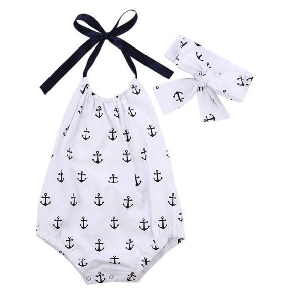 Bilo store Infant Baby Girl Anchor Top with Polka Dots Bloomers Sunsuit Clothing Set (2 pcs, 12-18 Months)