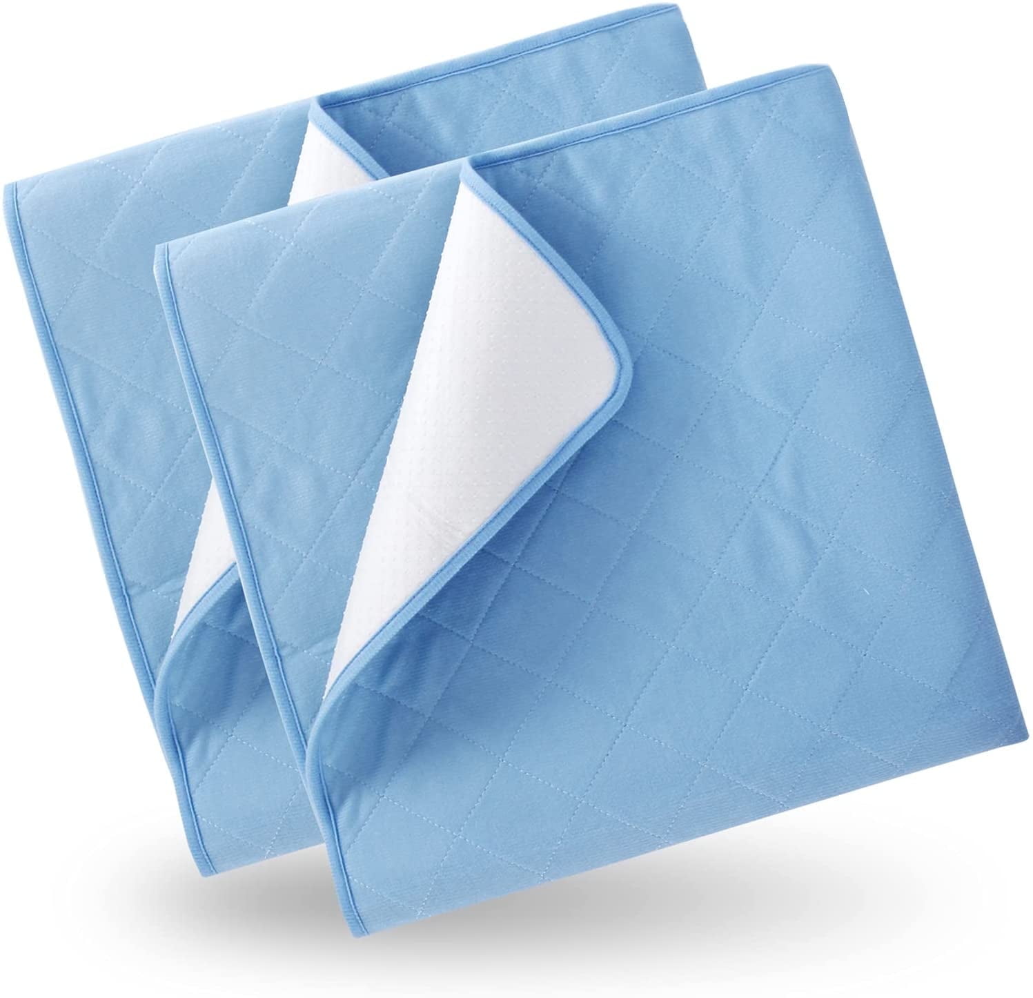 Biloban Washable Bed Pads for Incontinence 2 Pack, 34'' x 52'', Reusable, Non-Slip, Blue