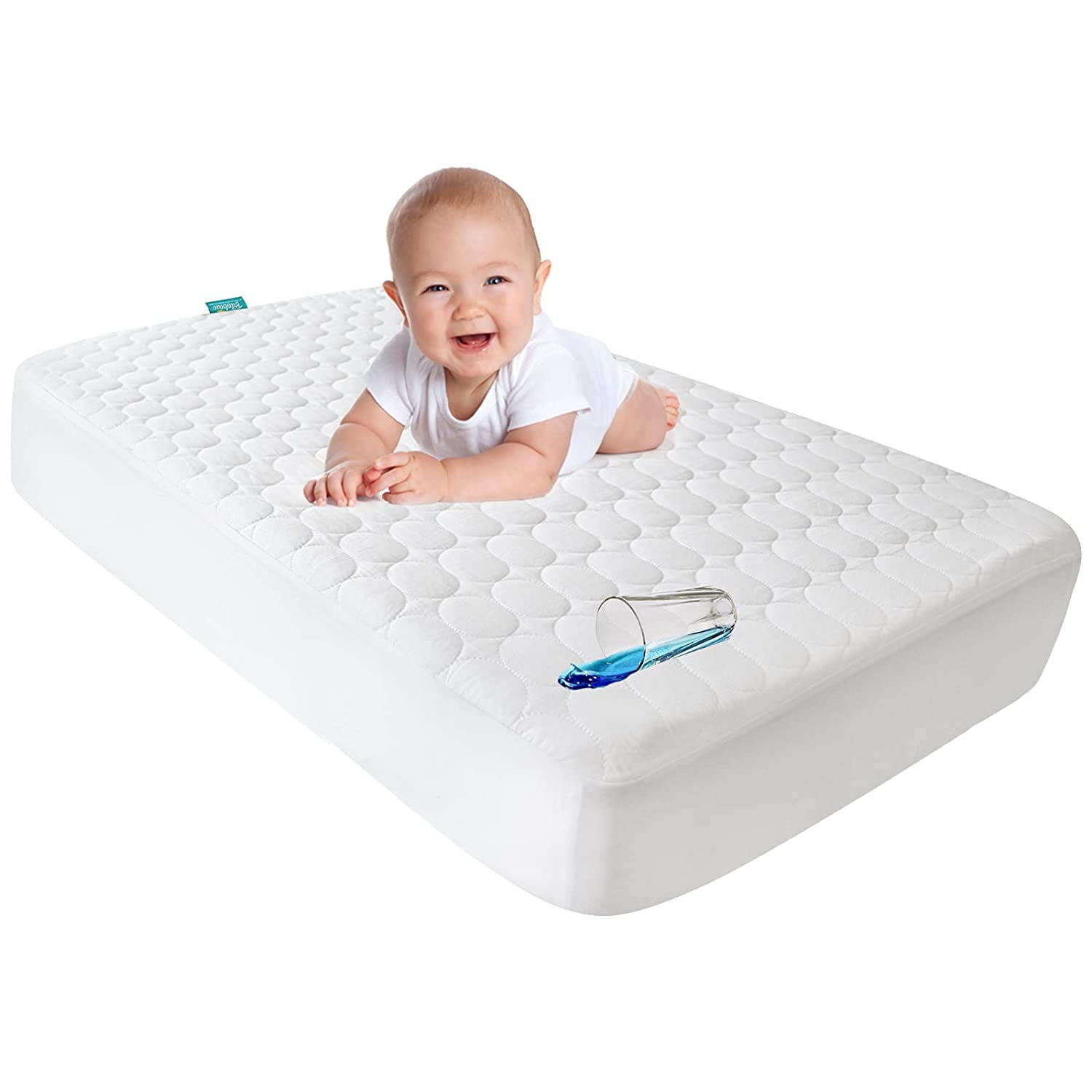 2 Pack Waterproof Crib Mattress Protector Pad Flannel Crib Protector Pad  Incontinence Pad Wetting Reusable Waterproof Cover 100% Water Resistant  Cotton Sheet Savers for Baby 27*39 