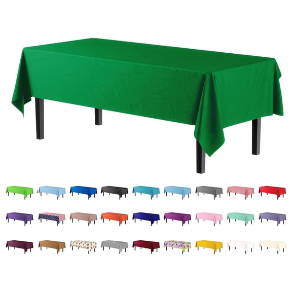 Bilot 12-Pack Premium Plastic Tablecloth 54in. x 108in. Rectangle Table Cover - Emerald Green