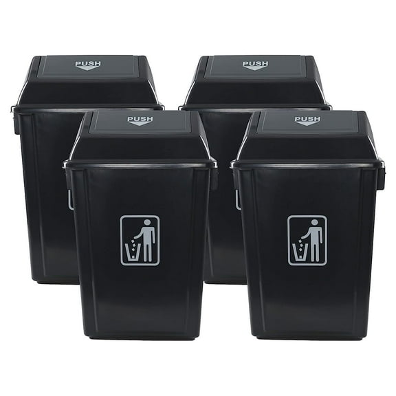 Bilot 13 Gallon Trash Can Plastic, Large Kitchen Garbage Bin with Lid, Gray, 4-Pack