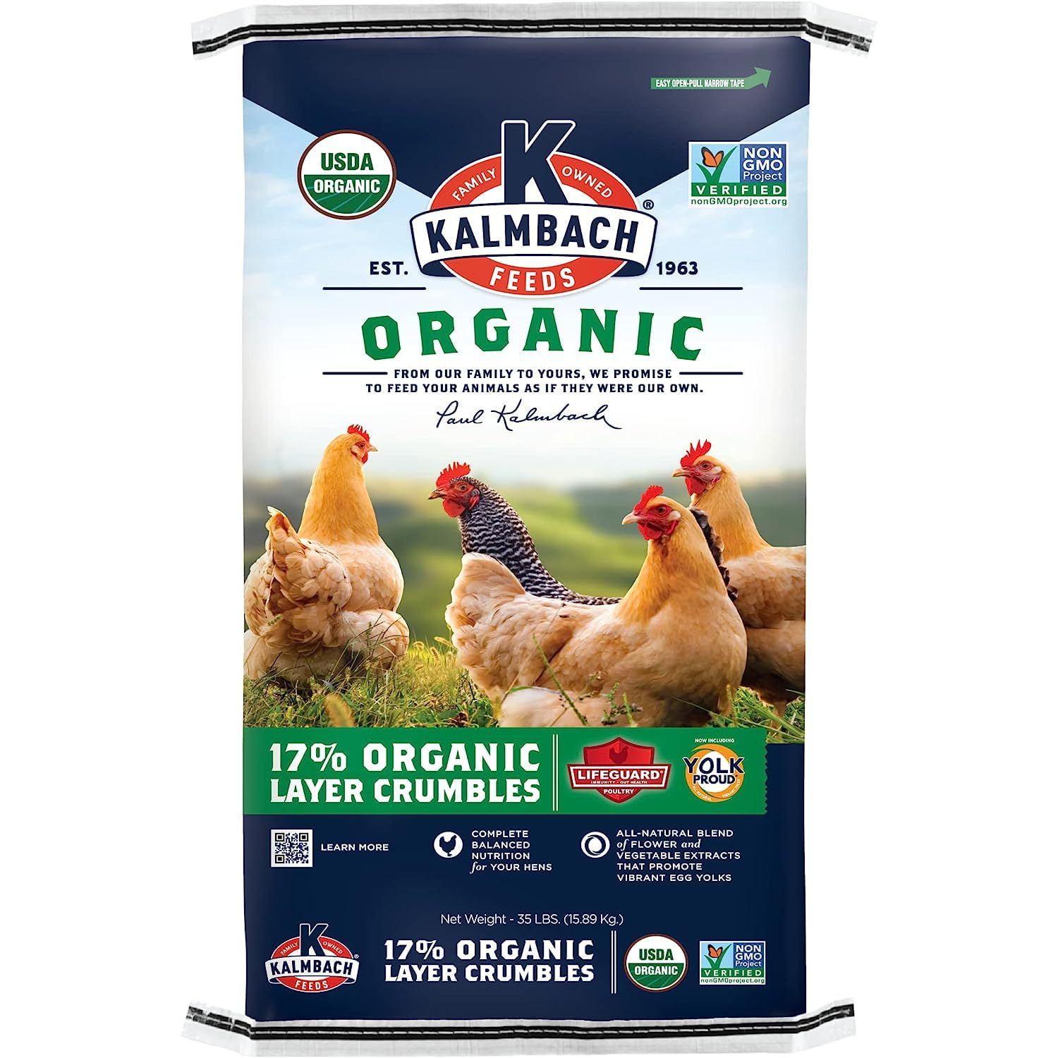 Bilot 17% Organic Crumbles Feed for Layer Chickens, 35 lb Bag