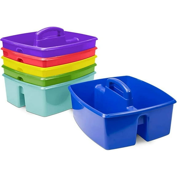 Bilot 2-Compartment Large Caddy – Multipurpose Classroom Organizer with Handle, Assorted Colors, 6-Pack (00948E06C)
