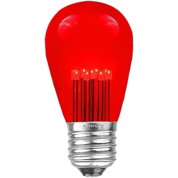 Bilot 25 Pack LED S14 Outdoor Patio Edison Replacement Bulbs, Red, E26 Medium Base, 1 Watt