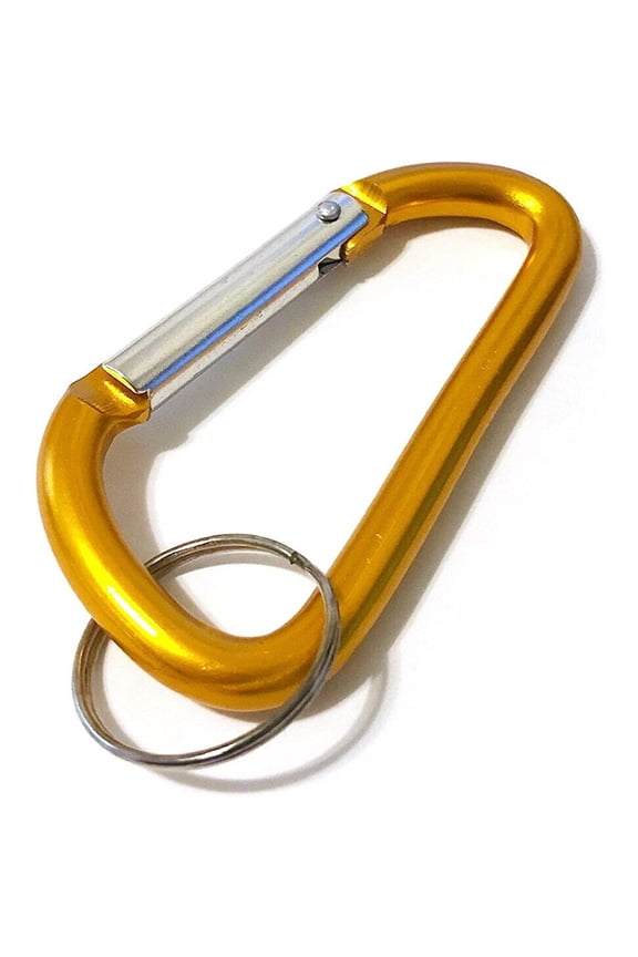 Bilot 3" Aluminum Carabiner D-Ring Keychain Key Ring Spring Loaded Key Chain Clip Snap Hook (Yellow, 50)