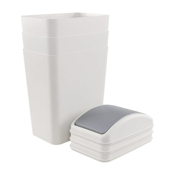 Bilot 3-Pack 4.5 Gallon Plastic Trash Can with Swing Lid, Swing-Top Waste Can, Gray