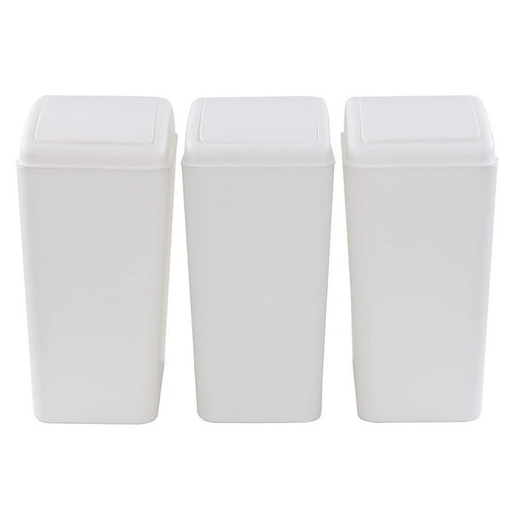 Bilot 3-Pack 4.5 Gallon Plastic Trash Can with Swing Top, Swing Lid Kitchen Garbage Can, White