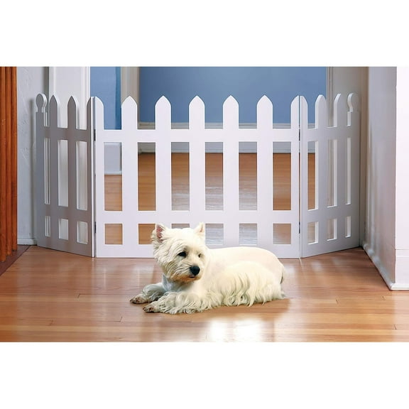 Bilot 3 Panel Wood Picket Fence Design Pet Gate - 19 Inches Tall and Expands Up to 48'' Wide Durable Lightweight Extra Wide Wooden Expandable & Folding Home/Indoor/Outdoor Dog Fence