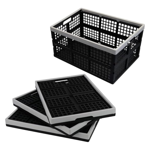 Bilot 42 L Plastic Collapsible Crates, Folding Storage Bins, 4 Packs