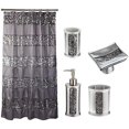 thumbnail image 1 of Bilot 5 Piece Sinatra Silver Shower Curtain and Resin Bath Accessory Set, 1 of 1