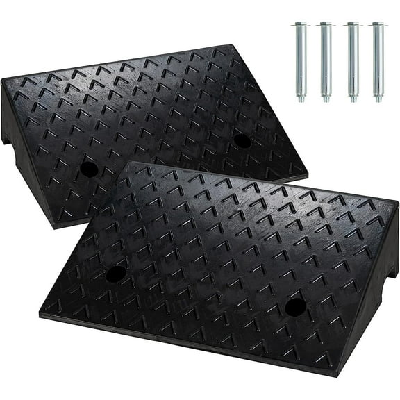 Bilot 5 Rubber Curb Ramps 2PCS, Heavy Duty 22 Driveway Ramps W/ 4 Expansion Bolts & Predrilled Holes, Anti-Slip Surface, Ideal for Garage, Sidewalk, Threshold, 6,800 lbs Load Capacity