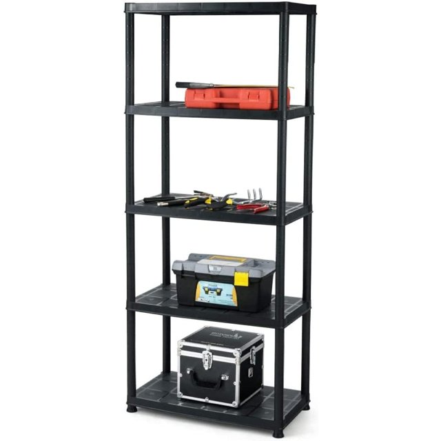 Bilot 5 Tier Plastic Storage Shelves, MultiUse Free Standing Shelf Unit, Easy to Assemble