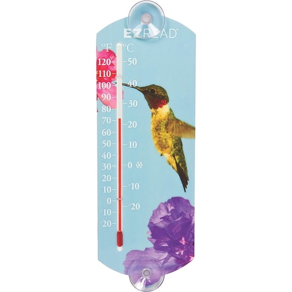Bilot 840-0044 EZREAD Indoor/Outdoor Thermometer with Hummingbird, 10"