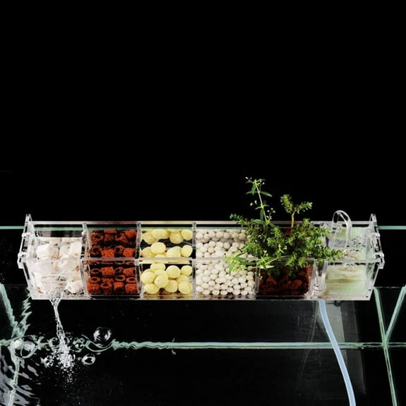 Bilot Aquarium Filter Box Fish Tank External Filter Box Hang on Filter Box External Hanging Water Purifier,6 Grids,Transparent