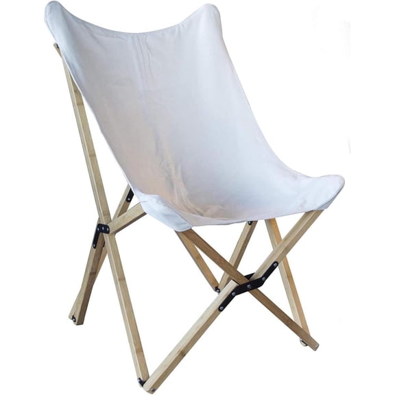 Bilot BFCBCW Butterfly Chair Folding Canvas, White