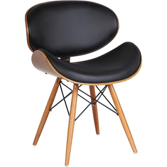 Bilot Cassie Dining Chair in Black Faux Leather and Walnut Wood Finish