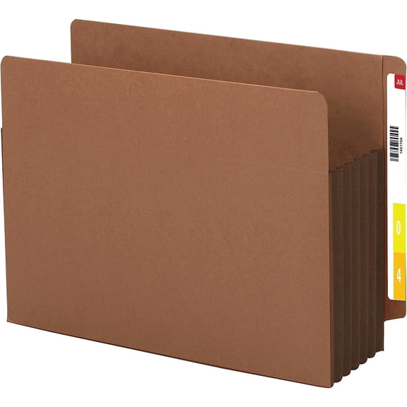 Bilot End Tab Pocket, Reinforced Straight-Cut Tab, 5-1/4" Expansion, Extra Wide Letter Size, Redrope with Dark Brown Gusset, 10 per Box (73691)
