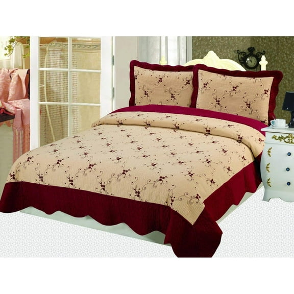 Bilot Fine Embroidery 3 Pcs Cotton Quilt Set