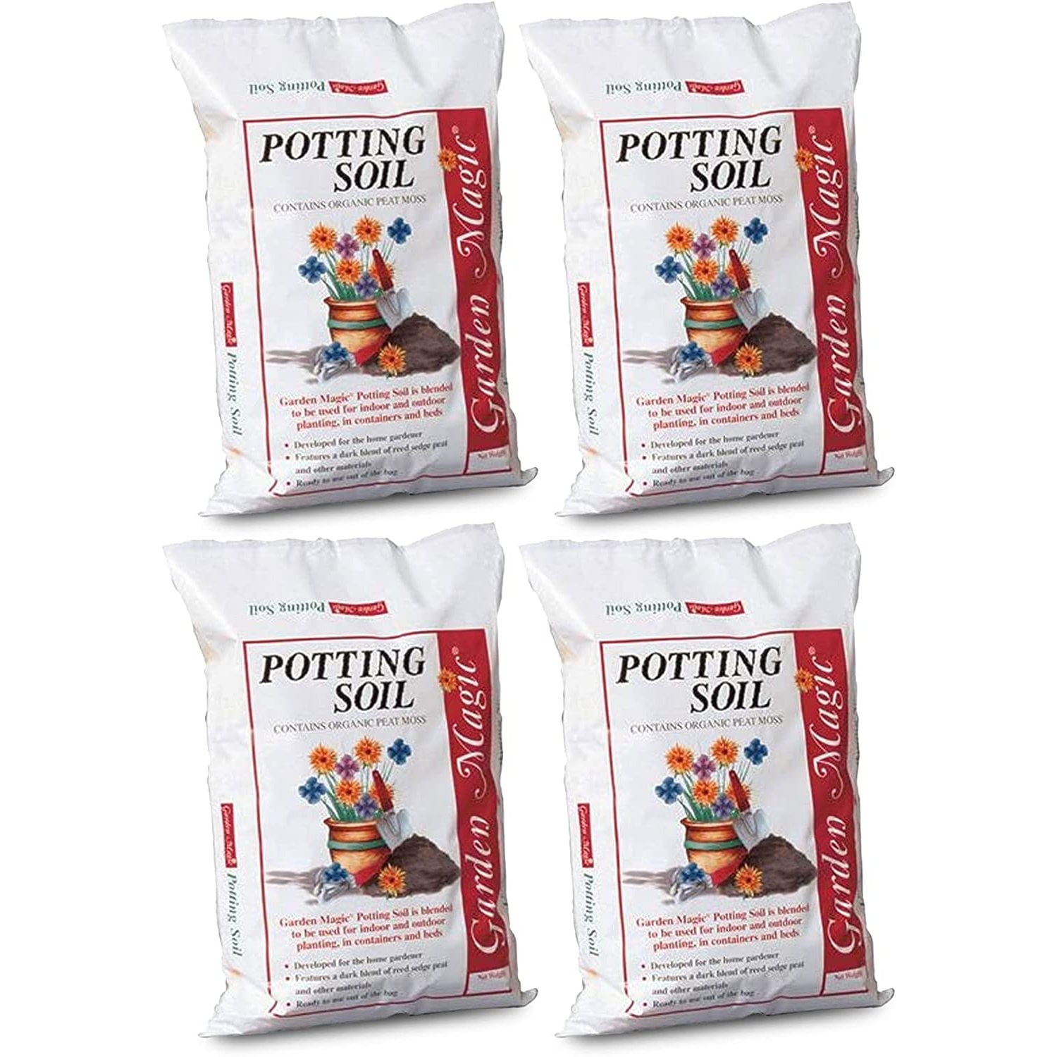 Bilot Garden Magic Indoor and Outdoor Organic Planting Potting Top Soil Blend Mix, 40 Pound Bag (4 Pack)