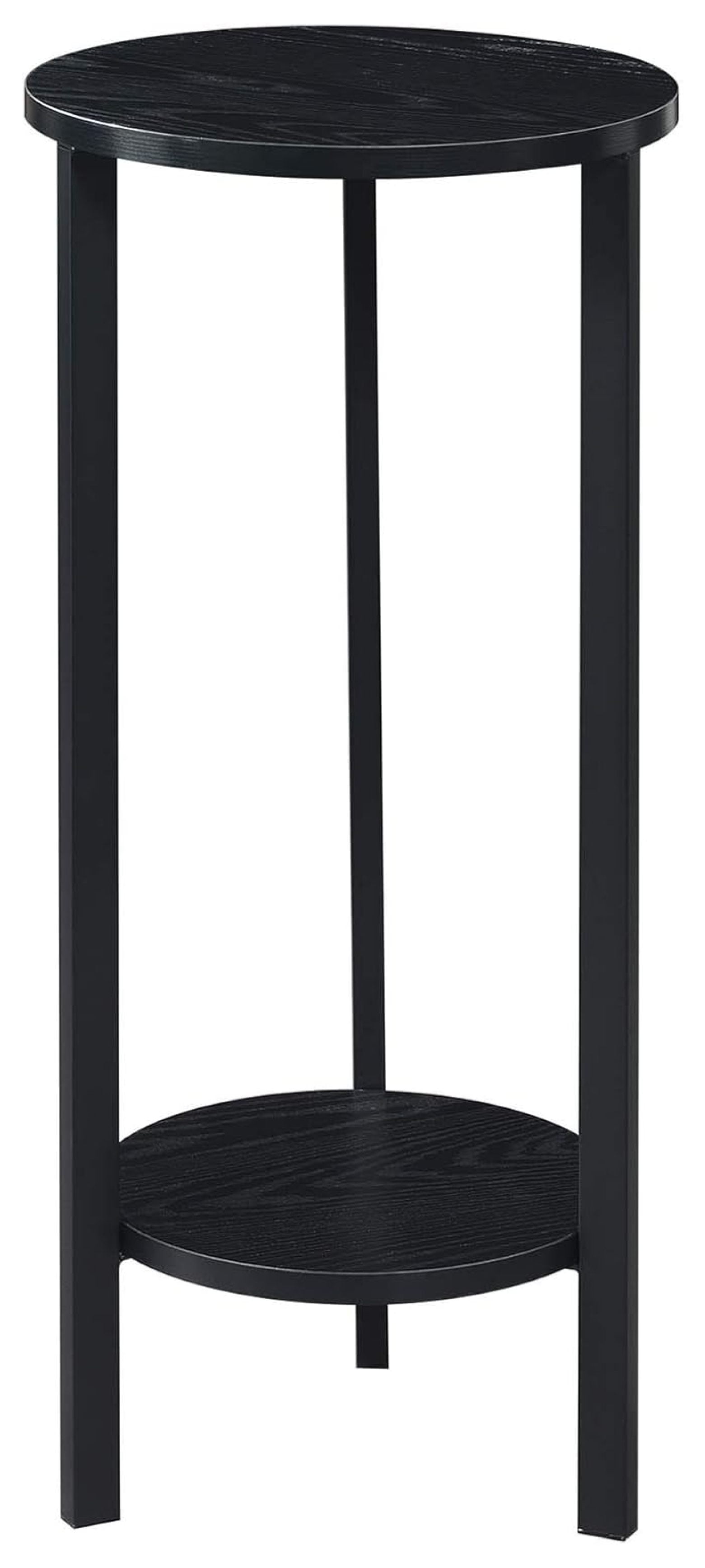 Modern Graystone 31" Black 2-Tier Metal & Particleboard Plant Stand