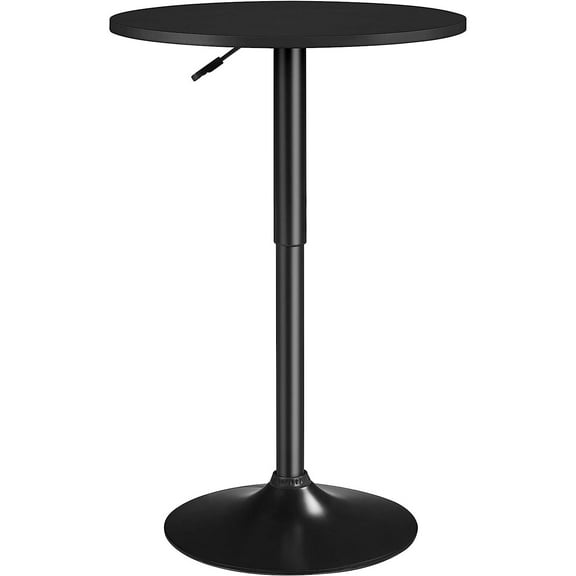Bilot Height Adjustable Round Pub Table Counter Bar Height MDF Top Table 360 Swivel Bar Tables Tall Cocktail Tables Bistro Table, Full Black