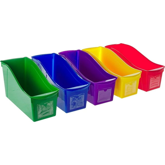 Bilot Interlocking Book Bins, 5 1/3 W x 14 1/3 L x 7 H, 5 Color Set, Plastic (70105U06C)