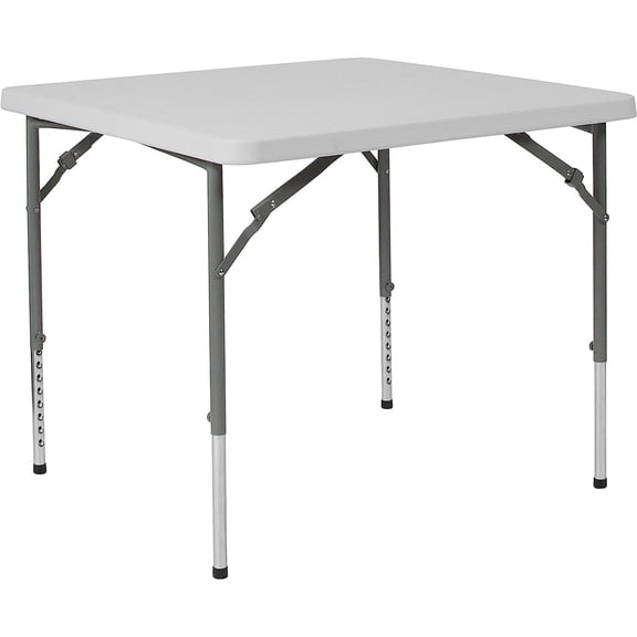 Bilot Kathryn 2.79-Foot Square Height Adjustable Granite White Plastic Folding Table, 34" Square