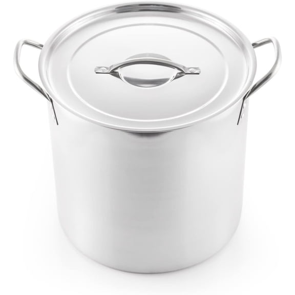 Bilot Medium Stainless Steel Prep N Cook Stockpot, 20 Quart, Silver