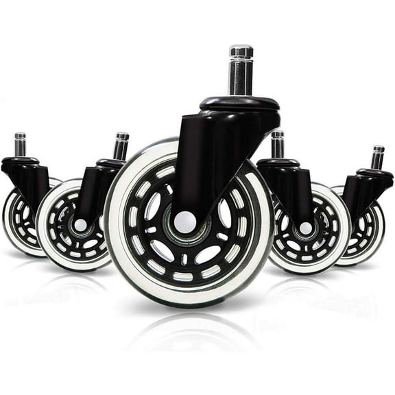 Bilot Office Chair Caster Wheels Heavy Duty Safe for All Floors Including Hardwood Perfect Replacement for Desk Floor Mat Style 3" (Set of 5)