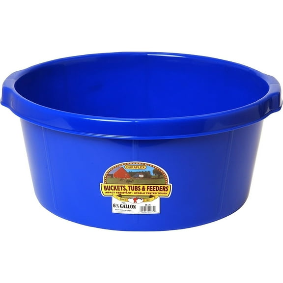 Bilot Plastic All-Purpose Tub (Blue) Durable Plastic Livestock Feeding Pan with Hand Grips (6.5 Gallons) (Item No. P65BLUE)