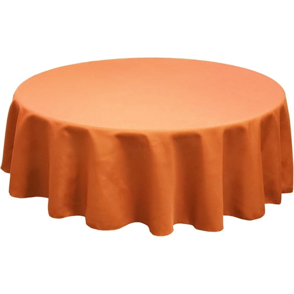 Bilot Polyester Round Tablecloth, 120 Inch Round, (Pumpkin Orange)