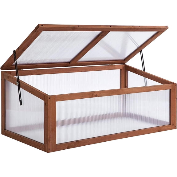 Bilot Portable Wooden Garden Green House Cold Frame, Indoor Outdoor Terrarium Planter Box, 39" x 26" x 16"