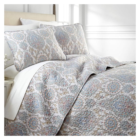 Bilot Quality, Soft, Wrinkle & Fade Resistant Bed Linen Set, Quilt Cover Set with 1 Quilt Set and 2 Shams, 3 Pc, Full/Queen, Boho Paisley Aqua