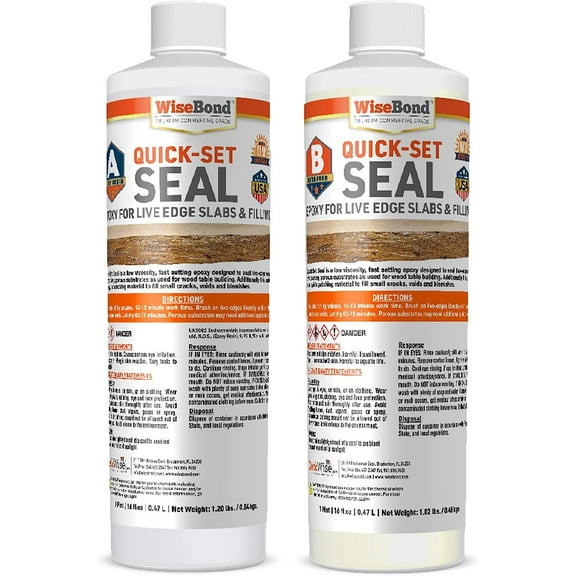 Bilot Quick Set Seal 1-Quart Kit Epoxy Resin Seals Wood Slab Live Edges, Fills Cracks and Seals Tables and Countertop Surfaces to Prevent Air Bubbles, 1:1 Ration, Fast Cure Epoxy Resin