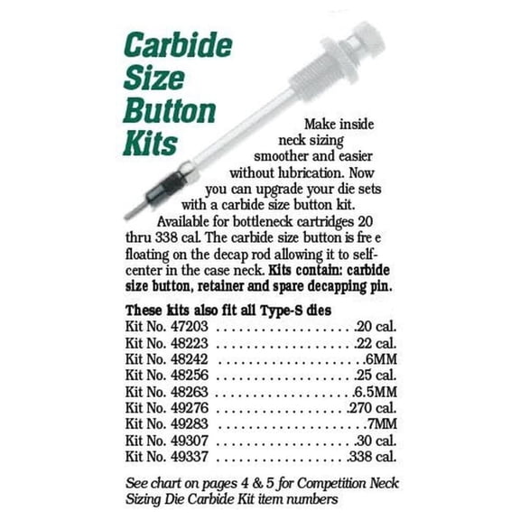 Bilot Carbide Size Button Kit - 30 Cal, 49307