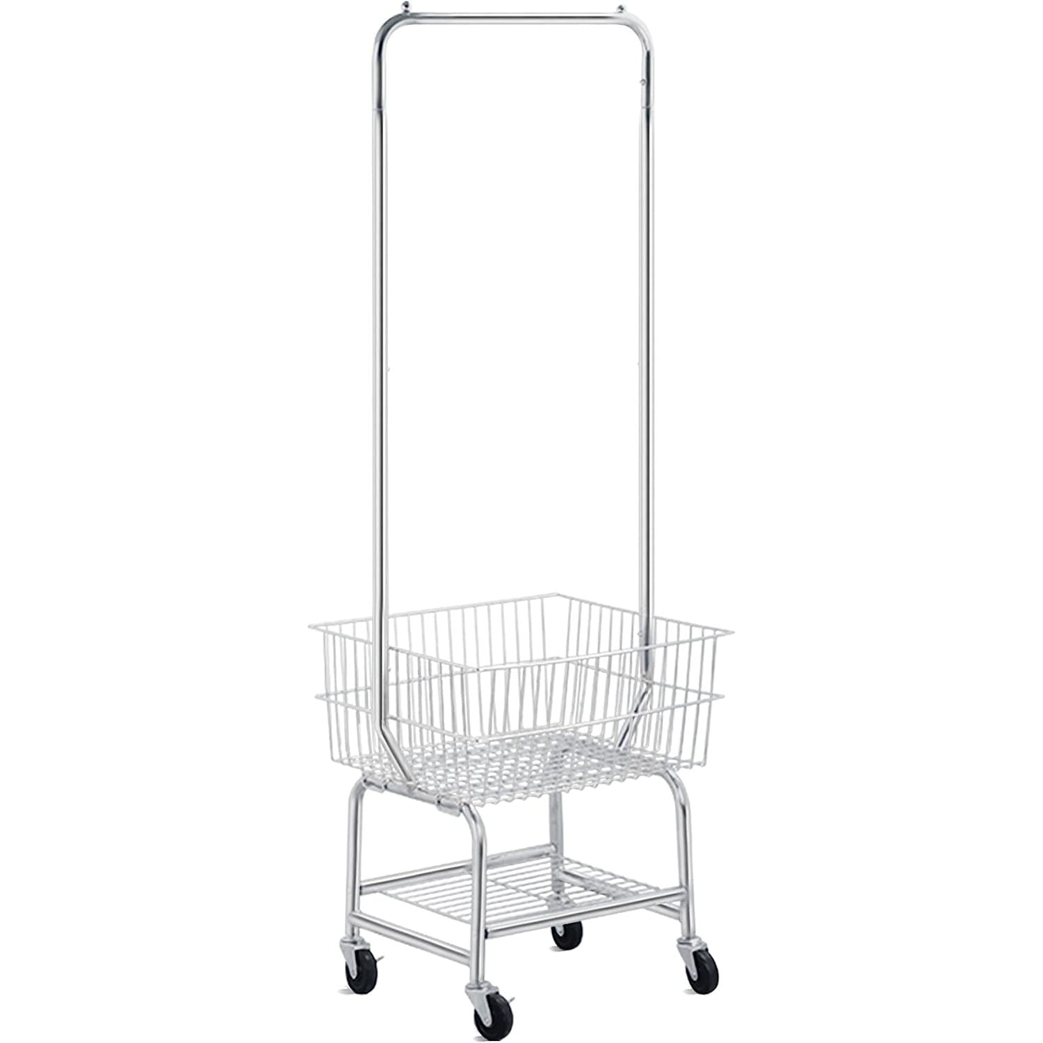 Bilot Rolling Laundry Bakset with Wheels, Laundry Cart with Hanging ...
