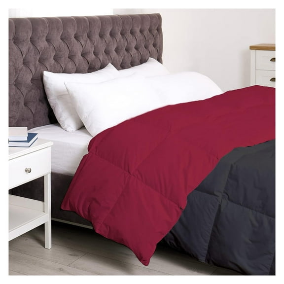 Bilot All Season Reversible Comforter - Soft, Lightweight, Cooling Bamboo Duvet Insert - Premium Down Alternative Filling - Quilted - Machine Washable (Full/Queen Dark Grey/Burgundy)
