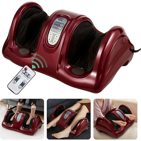 Bilot Shiatsu Foot Massager Machine Massage for Feet, Leg Calf Ankle, Nerve Pain Therapy Spa Gift Deep Kneading Rolling Massage, Electric Shiatsu Foot Massager w/Remote, 4 Massage Modes, Burgundy