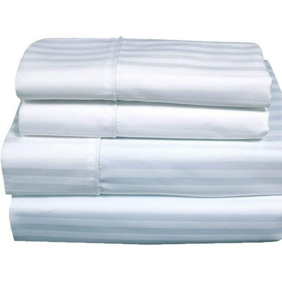 Bilot Split-King: Adjustable King Size Sheets, Cotton-Blend Wrinkle-Free - 650-Thread-Count Stripe Sheet Set, White