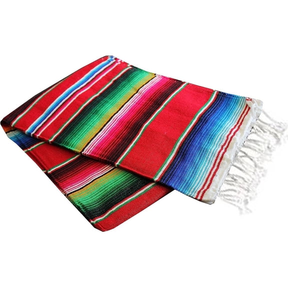Bilot (TM) X-Large Mexican Serape Blanket Red (82" by 62")