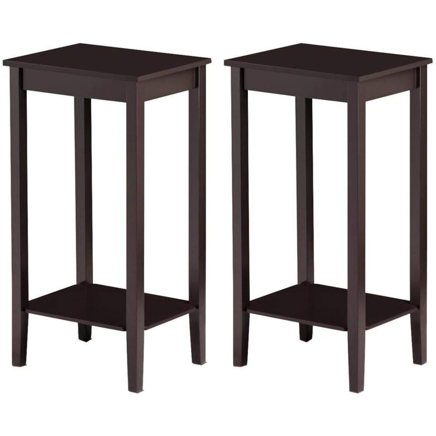 Bilot Tall Side Table Set of 2, Vintage Wooden End Tables with Storage Shelf 29" Height ...