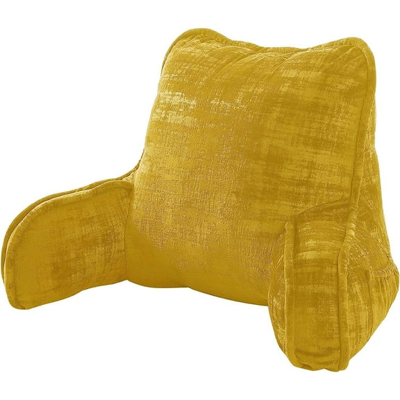 Bilot Textured Velvet Bedrest Reading Pillow with DIY Filling, Need Assembly, Backrest Armrest Pillow Chair Back Support for Sitting up in Bed, Sulphur, 20" x 18" x 17"