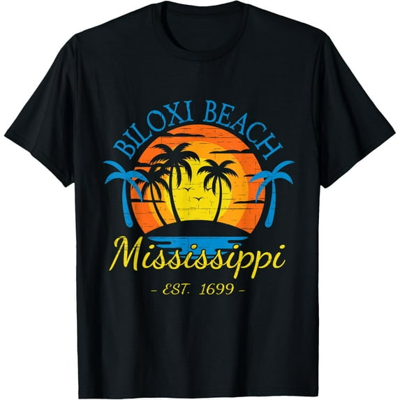 Biloxi Beach Mississippi Beach Sunset Palm Trees T-Shirt
