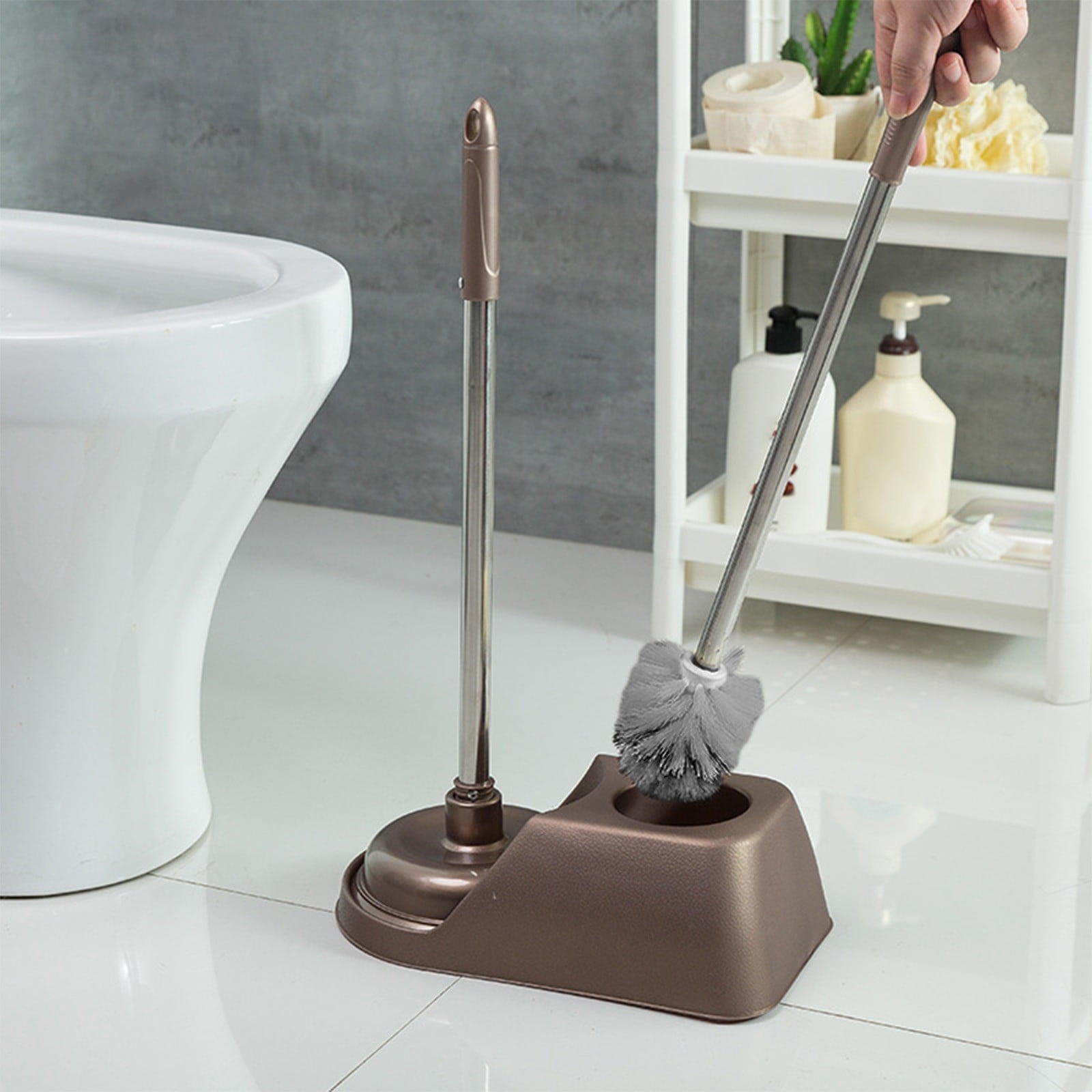 Bilqis 2 in 1 Toilet Brush and Plunger Set, Extended Handle Plunger, Toilet Bowl Brush Plunger Set, Bathroom Cleaning Tools, Toilet Brush Plunger Combo, Cleaning Brush, Cleaning Supplies