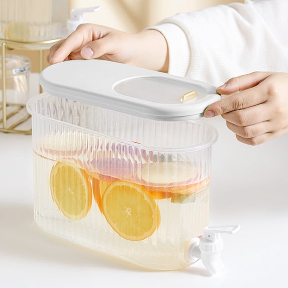 Bilqis Cold Kettle with Faucet, 3.5L Refrigerator Juice Water Pitcher, Home Plastic Beverage Dispenser, Refrigerator Water Pitcher Leakage Proof Drink Container for Home Kitchen Party
