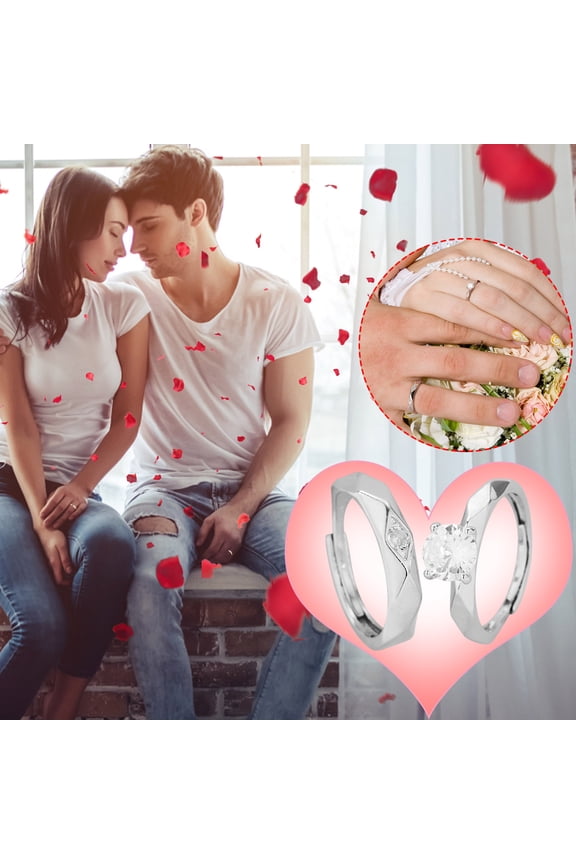 EKG Zircon Heart-to-heart Open Couple Pair Wedding Set