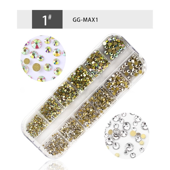 Bilqis Flat Bottom Shaped Diamond Colored Glass Diamond Nail Art Jewelry Diamond