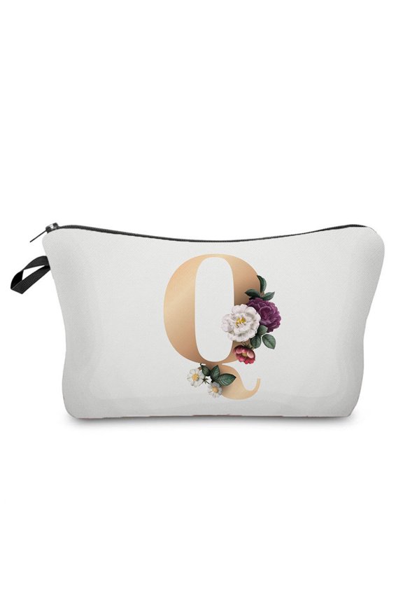 Ladies Travel Portable Gold Digital Letter Printing Cosmetic Bag