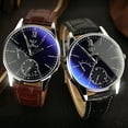 thumbnail image 1 of Bilqis Luxury Fashion Faux Leather Mens Blue Ray Glass Quartz Analog Watches, 1 of 8